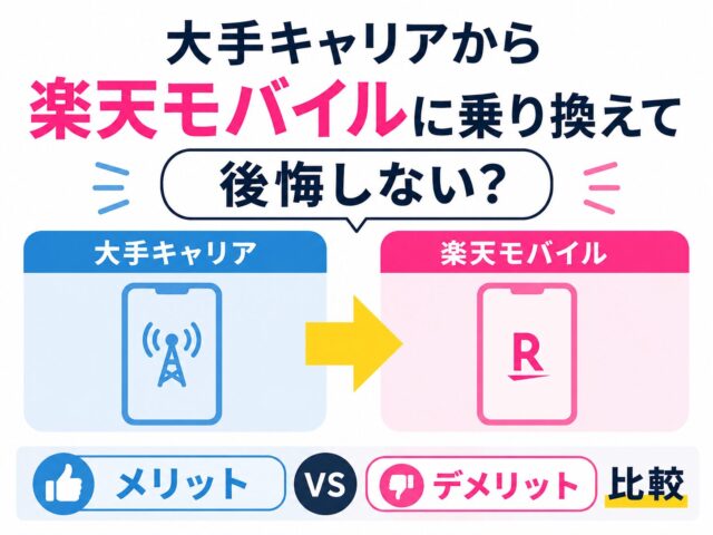 「大手キャリアから楽天モバイルに乗り換えて後悔しない？メリット・デメリット比較」